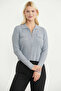 Knitwear Cardigan with Zipper Closure and Pockets - Gray - 3