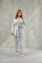 Women's Chain Patterned Satin Kimono Dressing Gown Pajama Set Verona & Belted Nightgown Set, Dowry Honeymoon
