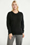 Hair Braid Motif Casual Knitwear Sweater - Black