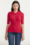 Button Detailed Short Sleeve Knit Sweater - Red - 2