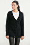 Oversize Buttoned Knitwear Cardigan with Pockets - Black - 2