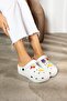 Novelido High Sole Black - White - Pink Women's Sabo Slippers with Massage Sole, Light and Fruity 251