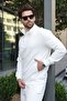 Ecru Stand Collar Half Zipper Men's Tracksuit Set with Pockets E7373 - 2