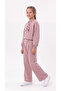Top Collar Full Pleated 3 Thread Fabric Girls' Bottom and Top Tracksuit Set - 3