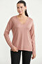 V-Neck Basic Knitwear Sweater - Rose - 4