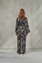 Women's Chain Patterned Satin Kimono Dressing Gown Pajama Set Verona & Belted Nightgown Set, Dowry Honeymoon - 7