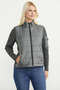 High Collar Quilted Combination Cotton Knitwear Coat - Anthracite - 3