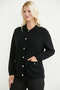 Collared Button Closure Knitwear Cardigan - Black - 3