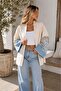 Women's Special Design Floral Lace Denim Detailed Modern Kimono Jacket - 4