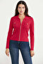 Knitwear Cardigan with Zipper Closure Pocket - Red
