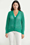 Perforated Motif Buttoned Cotton Knitwear Cardigan - Green - 2