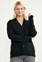 Ribbed Pocket Detailed Knitwear Cardigan - Black - 2