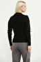 Polo Collar Ruffled Knit Sweater - Black - 6
