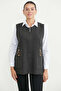 Embroidery Detailed Wool Knit Vest with Pockets - Dark Gray