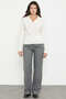 Polo Collar Ruffled Knit Sweater - Bone - 2