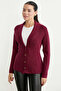 Shawl Collar Buttoned Knitwear Jacket - Claret Red - 5