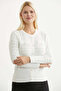 Perforated Motif Buttoned Knitwear Sweater - Bone - 3