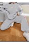 Black/Grey Happiness Printed Bottom Top Hooded Set Oversize Women's Tracksuit Set - 3