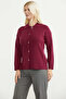 Polo Collar Buttoned Knitwear Cardigan - Claret Red - 4