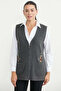 Zippered Wool Knitwear Vest - Dark Gray - 2