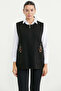 Embroidery Detailed Wool Knitwear Vest with Pockets - Black - 2