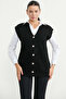 V-Neck Knitwear Vest with Pockets - Black - 5