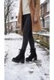 Side Zippered Lace-Up High Thick Heeled Women's Long Boots - 5