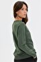 Women's Crew Neck Diamond Pattern Floral Embroidered Knitwear Sweater A.Green - 3