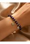 Women's Blue Bracelet with Evil Eye Beads and Gold Detail, Stylish and Elegant Gift Accessory, Elastic, Daily Use - 2