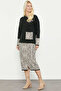Patterned Combination Skirted Knitwear Set - Black - 4