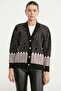 Oversize Patterned Knitwear Cardigan - Black - 2