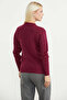 Crew Neck Motif Knitwear Sweater - Claret Red - 6