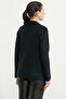 Oversize Pocketed Knitwear Jacket - Black - 5