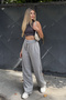 Gray Elastic Waist Detailed Sweatpants - 2