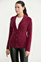 Shawl Collar Buttoned Knitwear Jacket - Claret Red - 3