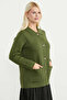 Thick Textured Wool Knitwear Jacket - Khaki - 5