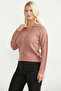 Motif Detailed Polo Collar Knit Sweater - Rose - 3