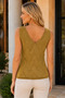 Women's Yellow Glitter Detailed Front Back V-Neck Sleeveless Cotton Zigzag Patterned Relaxed Fit Stylish Casual Camel Knitwear Blouse - 3