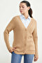 Oversize Buttoned Knitwear Cardigan with Pockets - Camel - 5