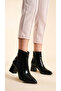 Pointed Toe Leather Look Leather Front Metal Detailed Zippered Short Simple Classic Boots Bootie - 2