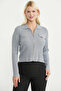Knitwear Cardigan with Zipper Closure and Pockets - Gray - 2