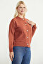 Buttoned Crew Neck Knitwear Cardigan - Tan - 3