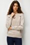 Women's Crew Neck Diamond Pattern Floral Embroidered Knitwear Sweater Beige - 3