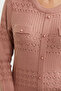 Perforated Motif Buttoned Knitwear Sweater - Rose - 5