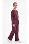 Bowknot Printed Legs Ribbed Stitching Girls' Top and Bottom Tracksuit Set - 2
