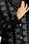 Long Knit Cardigan with Faux Fur Collar - Black - 4