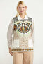 Floral Motif Wool Knitwear Vest - Bone - 2