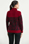 Zebra Patterned Half-Zip Knit Sweater - Red - 5