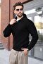 Black Half-Zip Turtleneck Men's Knitwear Sweater E7513