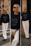 Navy Blue Color Printed Oversize Sweatshirt - New Season Embellished - 4